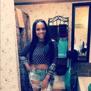 Short set with cropped off the shoulder top